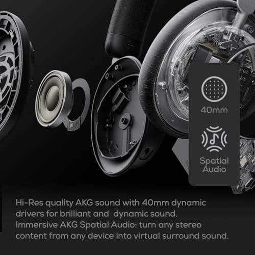 AKG N9 Hybrid Over-Ear Headphones - Crystal Clear Sound Wireless, True Adaptive Noise Cancelling, Zoom Certified Call Quality, 100 Hours of Battery Life, Bluetooth, USB-C, White - Image 4