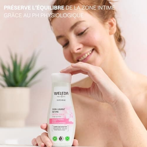 WELEDA Soin Lavant Intime Extra-Doux – Gel Lavant Intime Femme, Sans Savon, pH Physiologique, Anti-Odeurs, Aloe Vera Bio, Mauve Blanche Bio, Acide Hyaluronique, Prébiotique, Vegan, NATRUE, 200ml - Image 3