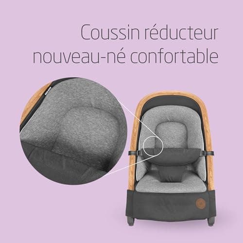 Maxi-Cosi Kori 2-in-1 Baby Lounger Chair, 0-6 Months, Up to 9 kg, Baby Bouncer, 3 Reclining Positions, Lightweight & Compact, Easy to Install Harness, Newborn Cushion, Essential Graphite - Image 4