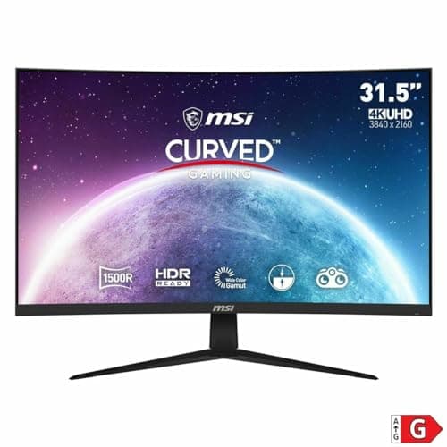 MSI G321CUV Curved 31.5" UHD Gaming Monitor - VA Panel 1500R, 3840x2160, 60Hz/4ms, 16:9, Adaptive-Sync - DisplayPort 1.2a, HDMI 2.0b - Image 3