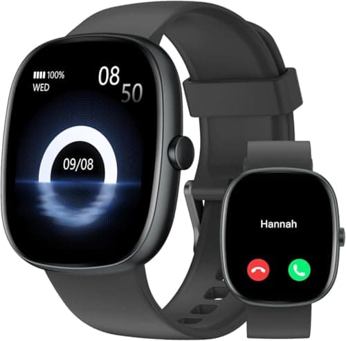 HUAKUA Montre Connectée Homme Femme Smartwatch Appel Bluetooth Notification pour Samsung Xiaomi iPhone Android iOS Montre Sport Podometre Cardiofréquencemètre Oxymetre Multisport Etanche IP68 Noir - Image 3