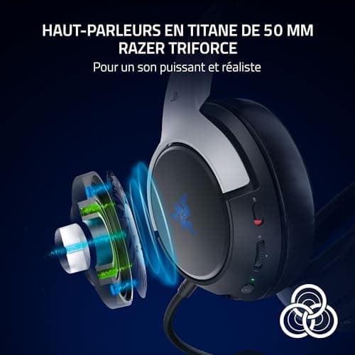 Razer Kaira HyperSpeed (Playstation Licensed) - Casque de Jeu sans Fil pour Playstation - 2,4 HyperSpeed et Bluetooth (Triforce 50mm, Microphone HyperClear, USB, multiplateforme) Blanc - Image 5