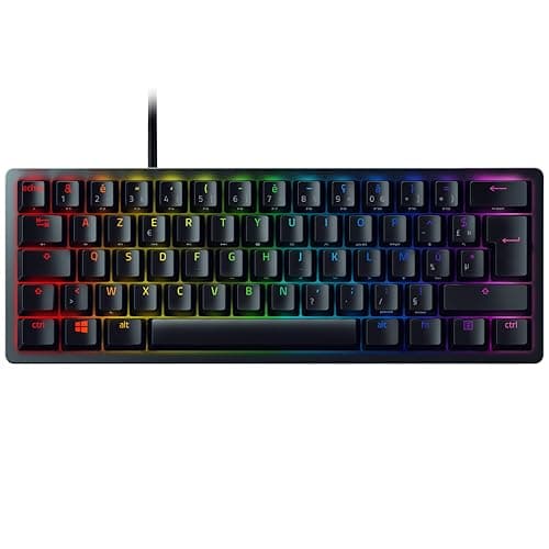 Razer Huntsman Mini (Switches Purple) - 60% Compact Gaming Keyboard (Opto-Mechanical Clicky Switches, PBT Keys, Detachable USB-C Cable) AZERTY Keyboard | Black - Image 2