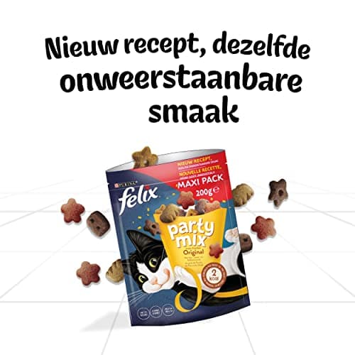 FELIX | Party Mix | Adult Cat Treats | Rich in Protein, Vitamins, Fatty Acids & Omega 6 | Mixed Selection with Irresistible Taste: Chicken, Liver, Turkey | Bag | Pack of 5 x 200g - Image 4