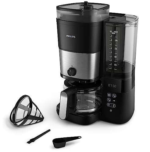 Philips All-in-1 Filter Coffee Maker - Integrated Conical Grinder for Fresh Beans - Prepare in a 1.25L Glass Pitcher or Directly in a Cup - Image 2