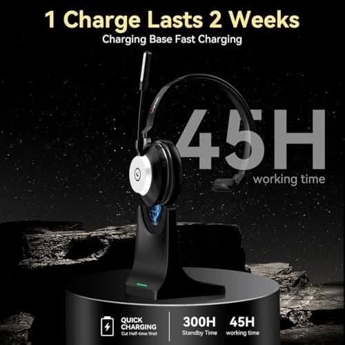 Casque Bluetooth sans fil avec microphone pour PC, casque d'ordinateur V5.2 avec micro antibruit, dongle USB, base de charge et bouton muet pour le travail, les téléphones portables, les ordinateurs - Image 6
