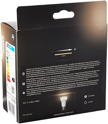 Philips Hue White, ampoule LED connectée B22, équivalent 60W, 800 lumen, compatible Bluetooth, Pack de 2, fonctionne avec Alexa, Google Assistant et Apple Homekit - Image 8