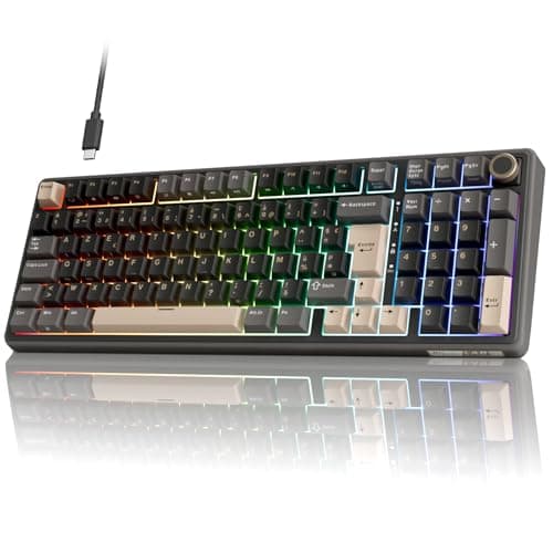 RK ROYAL KLUDGE R98 Pro Wired Mechanical Keyboard, Gamer Keyboard, 96% AZERTY Gaming Keyboard, RGB Backlight, PBT Keys, Gasket Structure, Volume Wheel, Hot Swap Switch Creamy Linear Pre-Lubricated - Image 2