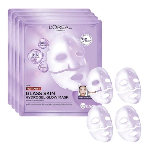 L'Oréal Paris Revitalift Filler Glass Skin Hydrogel Intense Hydration Face Mask with Hyaluronic Acid, Inspired by Korean Skincare - Pack of 4 - Image 2