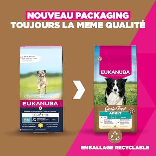 Eukanuba Croquettes Premium sans Céréales pour Chien Adulte de Grande Race – Riche en Poulet - Hypoallergénique – Glucosamine Calcium - Sac de 12 kg - Image 5