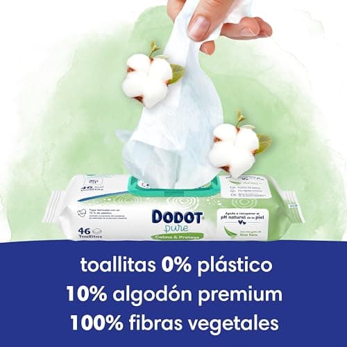 Dodot 24 Packs of 46 Pure Soothing & Protective Baby Wipes = 46 Wipes, Helps Restore Skin's Natural PH, One Drop of Aloe Vera - Image 8