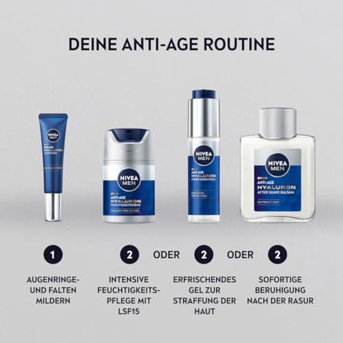 NIVEA MEN Anti-Aging Aftershave Balm Hyaluronic Acid Refreshing with Hyaluronic Acid for 24 Hour Hydration, Soothing After Shave Facial Care (100ml) - Image 8