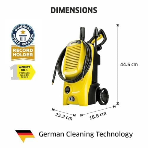Kärcher K 5 Classic Pressure Washer, Pressure: Max. 145 Bar, Flow Rate: 500 l/h, Surface Area: 40 m²/h, Water Filter, Weight: 5.6 kg, Hose and High Pressure Gun, Rotabuse, Lance - Image 3
