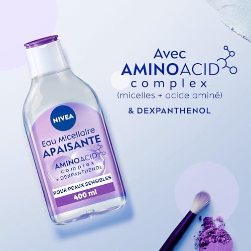 NIVEA MicellAIR SKIN BREATHE Eau Micellaire Peaux Sensibles (1 x 400 ml), démaquillant 3 en 1 sans parfum ni colorant, nettoyant visage, yeux & lèvres - Image 5