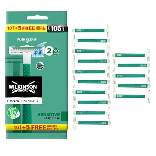 Wilkinson Sword Extra Essential 2 Sensitive Disposable Razors for Men X 10+5 - Image 2