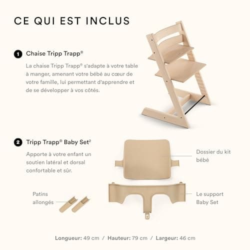 Stokke Tripp Trapp High Chair, Black - Includes Chair + Baby Set 2 for 6-36 Months - Adjustable, Ergonomic and Easy to Clean - Image 5
