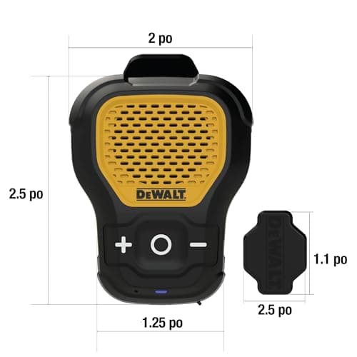 DEWALT Portable Bluetooth Speaker Wireless Bluetooth Speaker with Magnetic Clip - Jobsite Pro Waterproof Portable Speaker - Built-in Microphone for Hands-Free Use, Yellow - Image 5