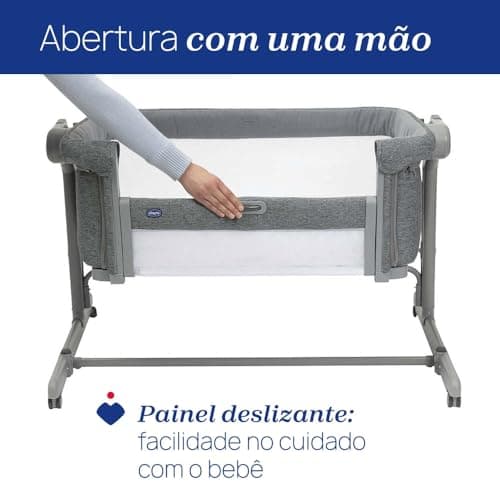 Chicco Next2Me Magic Evo, Co-Sleeping Cot, with Swing Mode, Open Rail, 11 Height Levels, Adjustable Height, 4 Wheels, Mattress and Travel Bag, Light Grey - Image 4