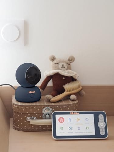 BÉABA, Baby Monitor, 2-in-1 Video Monitor/Dedicated Mobile App, HD Camera, 360° Rotation, Night Vision, Walkie Talkie, Lullabies, Temperature/Humidity Control, Zen Premium Midnight Blue - Image 4