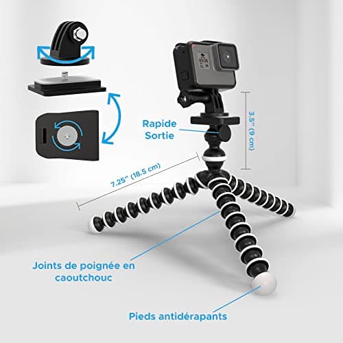 Digicharge 10 Inch Action Camera Tripod Stand Flexible Adjustable Universal Compatible with GoPro Bed Hero Hero 13 13 12 Max 2 DJI Osmo Action 5 4 Pro Insta360 One Akaso Action Camera Sport - Image 3