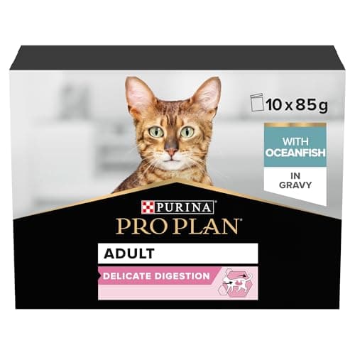PURINA PRO PLAN | DELICATE DIGESTION | Complete Food for Adult Cats | Helps Promote a Healthy Digestive System | Sliced in Sauce | Fish | Individual Serving | Pack of 4 x (10 x 85g) - Image 3