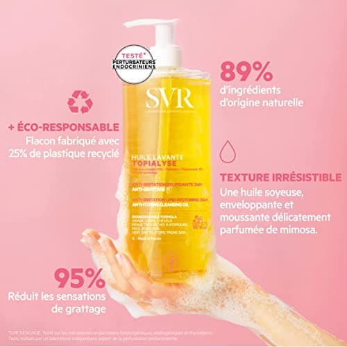 SVR - Topialyse Huile Lavante - Huile nettoyante relipidante anti-grattage 24H - Pour peaux sèches à atopiques - Omégas 3-6-9, niacinamide, prébiotiques - 1000 ml - Image 5