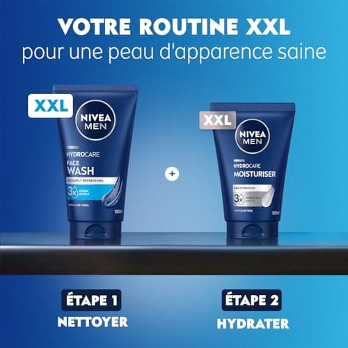 NIVEA MEN - Gel Nettoyant Visage Quotidien - Peau Rafraîchie Instantanément - Hydrocare - XXL - Aloe Vera & Pro-Vitamin B5-3 Effets Nettoyants - Non Desséchant - Élimine l'Excès de Sébum - 150 ml - Image 8