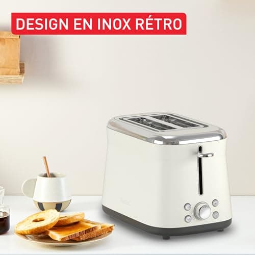 Tefal Collection, Toaster 2 Slots, Retro Stainless Steel Design, Raised Lever, 8 Levels of Gilding, TT720AE0 - Image 4