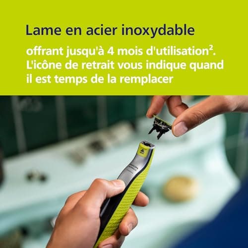 Philips OneBlade 360 Authentique Visage + Corps - Tondeuse à barbe électrique, tondeuse corps et rasoir avec technologie de lame 360, 2 lames 360, 4 sabots barbe de 3 jours, 1 kit Corps, QP2834/31 - Image 8