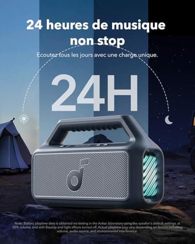 Soundcore Enceinte Bluetooth puissante Boom 2, Son de 80 W avec Caisson de Basse et BassUp 2.0, 24h, IPX7, USB-C, Bluetooth 5.3, Enceinte Portable, Le Camping, la Plage et Le Jardin - Image 7