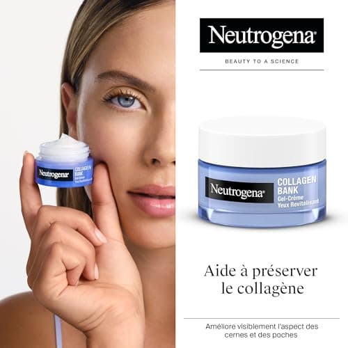 Neutrogena – Gel-Crème Yeux Revitalisant Collagen Bank (pot de 15 g) – Crème yeux anti-cernes pour aider à préserver le collagène – Soin contour des yeux pour réduire visiblement cernes & poches - Image 4