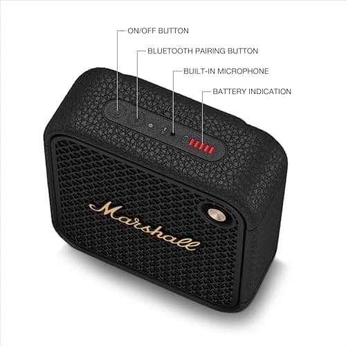 Marshall Willen II Haut-parleurs Bluetooth sans Fil 17 Heures de Lecture IP67 étanche Charge Rapide - Noir et Laiton - Image 8