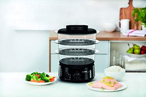 Seb Simply Invents VC110800 3 Bowl Steamer - Adjustable Capacity - Keep Warm - Black - Image 6