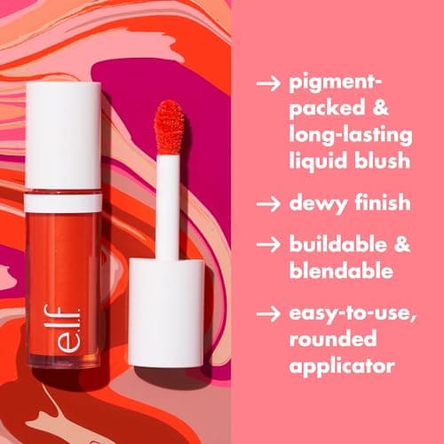 e.l.f. Camo Liquid Blush, fard à joues liquide longue durée, pour une couleur hautement pigmentée, assure une finition douce, baptisée, végétalien et sans cruauté envers les animaux, corail Crush - Image 6