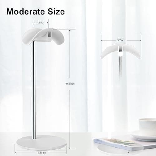 Headset Holder, Desktop Headset Holder with Aluminum Base, Compatible with AirPods Max, Beats, Bose, B&O, Sony, Sennheiser, Gaming (White) - Image 7