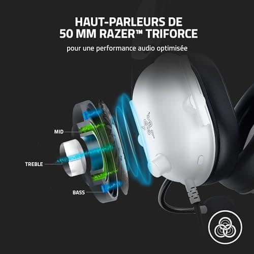 Razer BlackShark V2 X - Multiplatform Esports Gaming Headset (50mm Triforce Speakers, Advanced Passive Noise Cancellation, 7.1 Surround Sound, Cardioid Microphone) White - Image 6