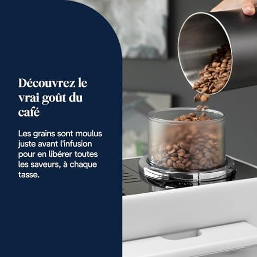 De’Longhi Rivelia - Perfetto Machine à Café Automatique avec LatteCrema Mousseur,16 Boissons Enregistrées, Écran Tactile Couleur, Réservoir à Grains Interchangeables, Blanc (EXAM440.55.W) - Image 4
