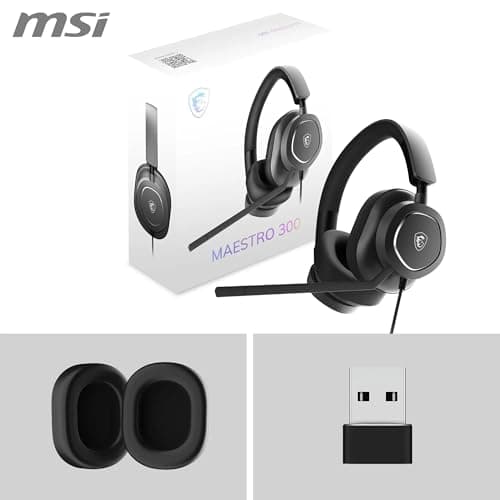 MSI Maestro 300 PC Headset, Detachable Microphone, USB Type-C or USB Connection - Image 8