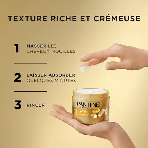 Pantene pro-v, masque repair & protect, à la kératine, pour cheveux fragiles et abîmés, aide à combattre les signes des agressions en 1 seule application -300 ml (L'emballage de l'article peut varier) - Image 9