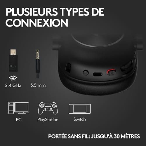 Logitech G PRO X 2 LIGHTSPEED Bluetooth Headset, Detachable Microphone, Graphene Speaker 50mm, DTS:X Headset 2.0—7.1 Surround, Bluetooth/USB/3.5mm Aux, PC, PS5, PS4, Nintendo Switch - Black - Image 6