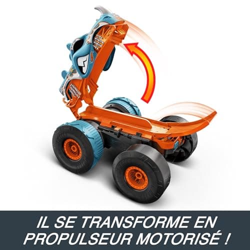 Hot Wheels Monster Trucks 1:12 Scale Transformable Rhinomite and Race Ace 1/64 Scale RC Transformable Toy for Children from 4 Years Old HPK27 - Image 7