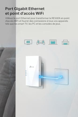TP-Link WiFi Repeater 6 RE500X, Powerful AX1500 Mbps Amplifier, Gigabit Ethernet Port, Covers up to 100 m², Compatible with Internet Boxes, Enjoy Without Changing Your Box - Image 5