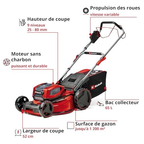 Einhell Professional Cordless Lawnmower GP-CM 36/52 S Li BL (4x5.2Ah) Power X-Change (36V, Brushless Motor, Cut to 52cm) Comes with 4 Batteries 5.2 Ah and 2 Dual Chargers - Image 4