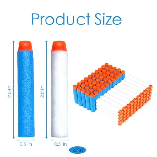 Balles Nerf, 200 fléchettes Nerf, 7,2 cm Balles Pistolet Jouet ParaNerf Series Blasters, Fléchettes en Mousse de Recharge, NerfDarts pour Blaster, Cadeau de fête - Image 3