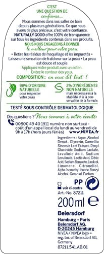 NIVEA NATURALLY GOOD Tonique Fraîcheur 200 ml, Lotion tonique enrichie en extrait de Thé Vert Bio, lotion nettoyante pour tous types de peaux - Image 4