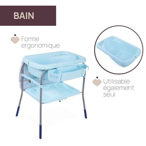 Chicco, Cuddle & Bubble Ergonomic Changing Tub with Mattress and Soft Reducer, Adjustable Height, Compact Closure, Parent Storage, Max 11kg, Ocean, Blue - Image 3