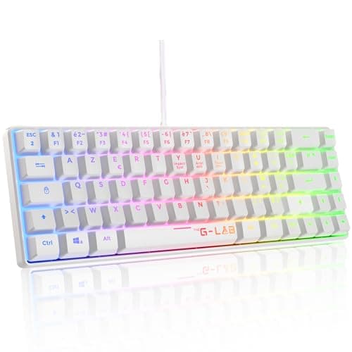 The G-Lab Keyz Hydrogen 60% Gamer Keyboard, Semi-Mechanical Wired Azerty, Multi-Colour Backlit - Silent Mini Gamer Keyboard, Compact Format TKL - PC/PS5 (White) - Image 3