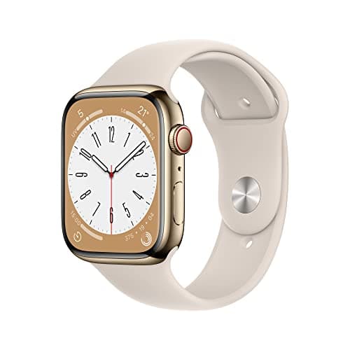 2022 Apple Watch Series 8 GPS + Cellular, Boîtier en acier inoxydable Or de 45 mm, Bracelet Sport Lumière stellaire - Regular - Image 2