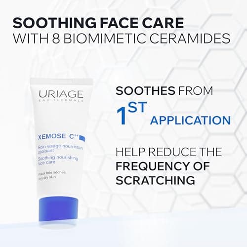 Uriage Xemose Crème Apaisante Visage Peau Sèche, Eczéma Atopique - 10% de Beurre de Karité - Hydratation 24H, Nourrit, Apaise, Protège - Non-collante, Non-grasse - Sans Parfum - Non Comédogène - 40ml - Image 3