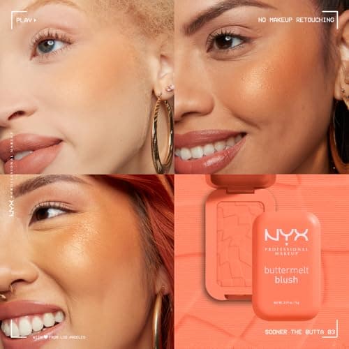 NYX PROFESSIONAL MAKEUP - Blush en Poudre, enrichi en beurre de mangue, beurre d'amande & beure de karité - Texture Fondante - Formule Vegan - Buttermelt Blush, Teinte : The Butta - Image 8
